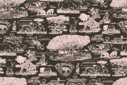 SURFACE PATTERN DESIGN- SAFARI TOILE CHARCOAL WITH PETAL