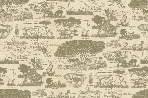 SAFARI WANYAMA TOILE CREAM WITH JUNGLE