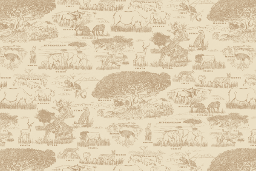 SAFARI WANYAMA TOILE CREAM WITH KHAKI