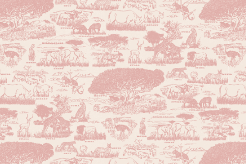 SAFARI WANYAMA TOILE CREAM WITH ROSE