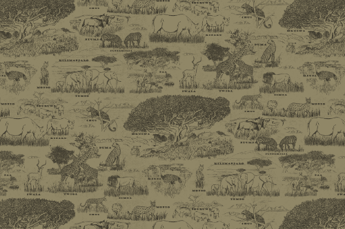 SAFARI WANYAMA TOILE JUNGLE WITH CHARCOAL