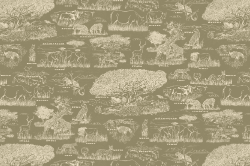 SAFARI WANYAMA TOILE JUNGLE WITH CREAM
