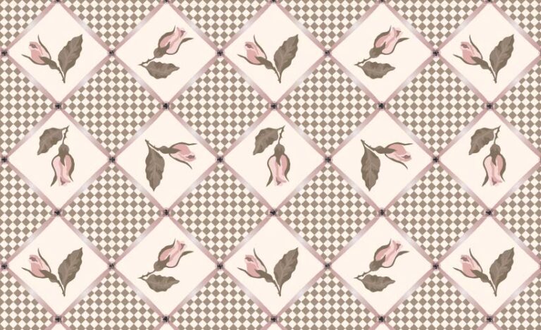 SURFACE PATTERN DESIGN-COTTAGE GARDEN AUTUMN RIBBONS AND ROSES