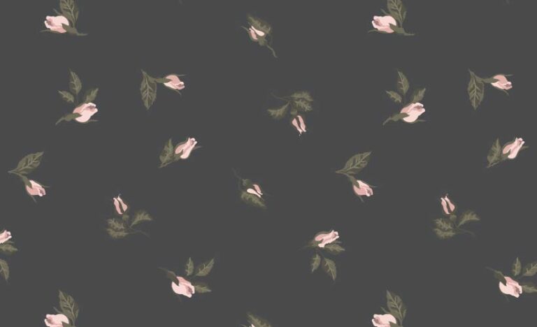 SURFACE PATTERN DESIGN-COTTAGE GARDEN MIDNIGHT BEST BUDS