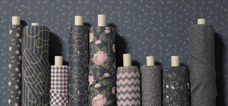 surface patter design-cottage garden midnight fabric rols